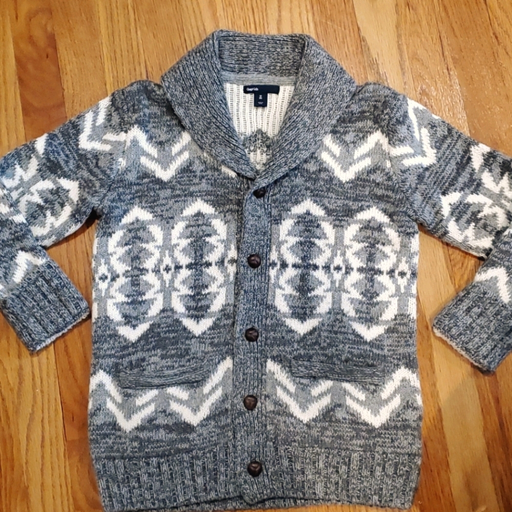 Gap fairisle shawl collar sweater size M 8-10